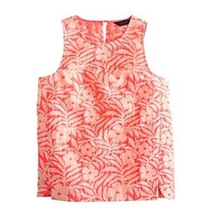 J. Crew Neon Coral Floral Jacquard Top